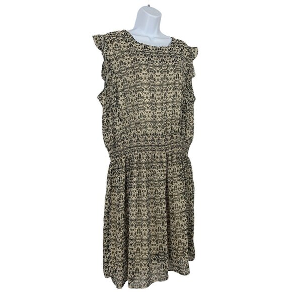 Mossimo Ruffled Short Sleeve Patterned Dress Elastic Waist Keyhole Back XXL - Picture 3 of 10